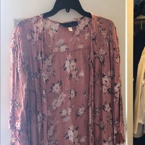 Pink floral kimono